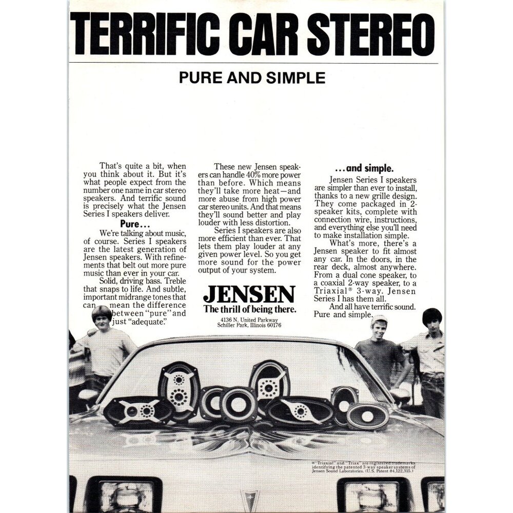 1980 Jensen Car Stereo Speakers Vintage Print Ad Pontiac Trans Am 80s Wall Art